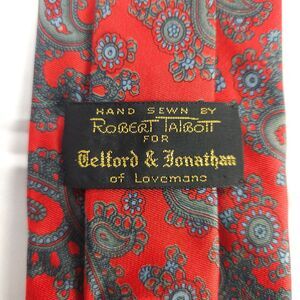 Robert Talbott Red Paisley Slim Short Silk Tie 3" x 56" Made in the USA